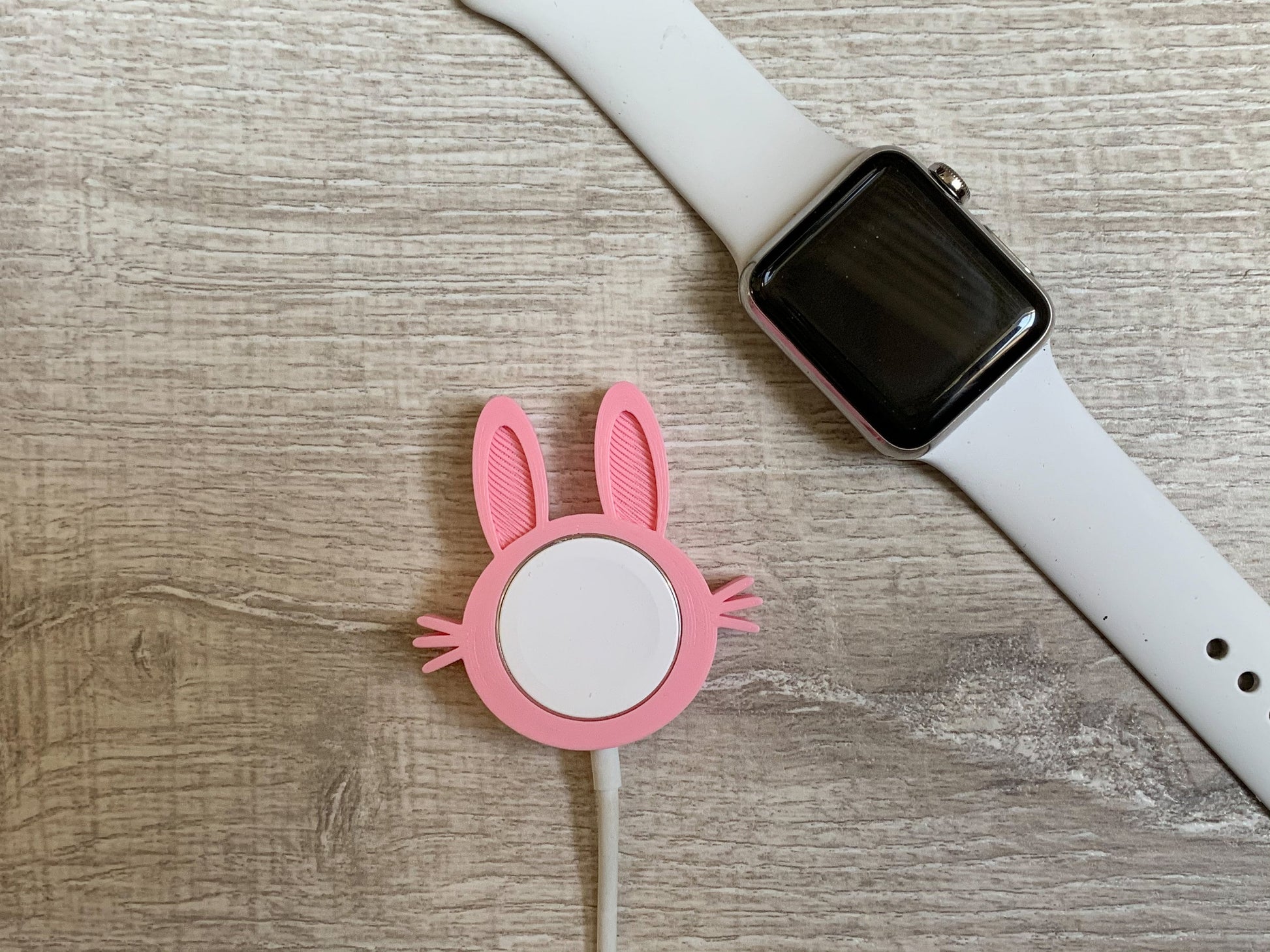 Apple Watch charger cover in the shape of a bunny