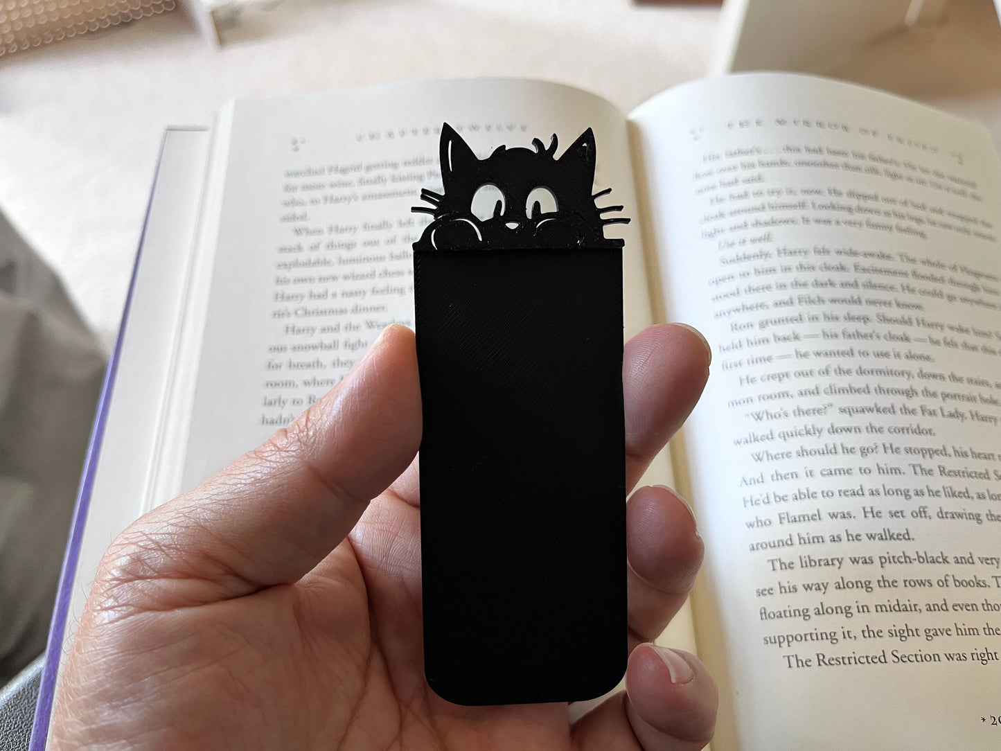 Whimsical Peeking Cat Bookmark